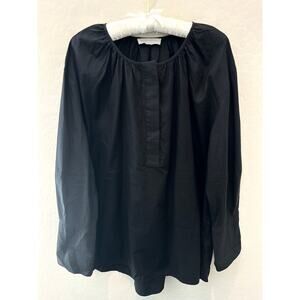 EVERLANE | Black Cotton Popover Tunic Blouse Long Sleeve Minimalist | Size 16